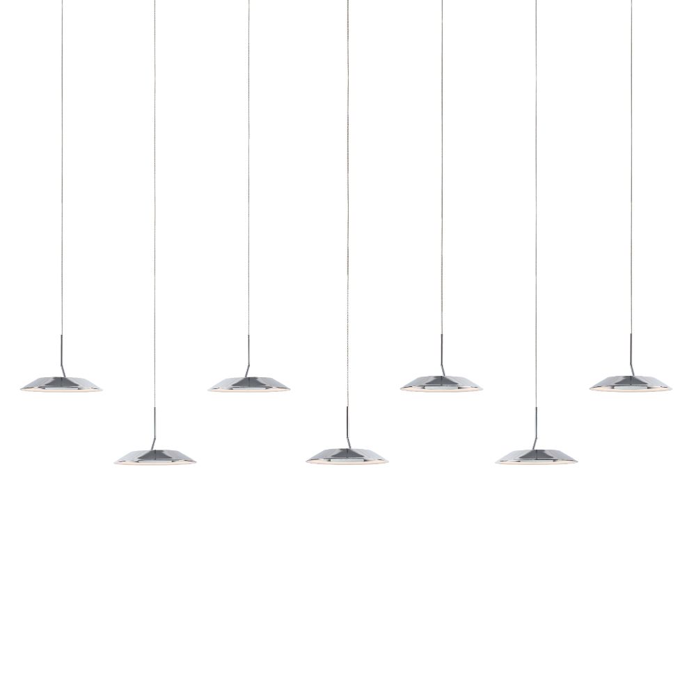 Koncept Lighting RYP-L7-SW-CRM Royyo LED Pendant (linear with 7 pendants), Chrome, Matte White Canopy